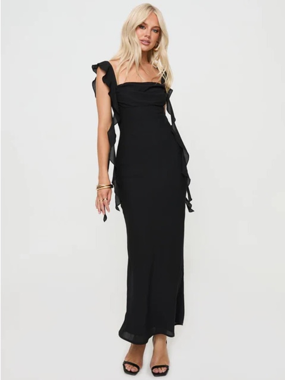 57. Princess Polly โข NWT $140 Lanai Maxi Dress Black PTP 18โ